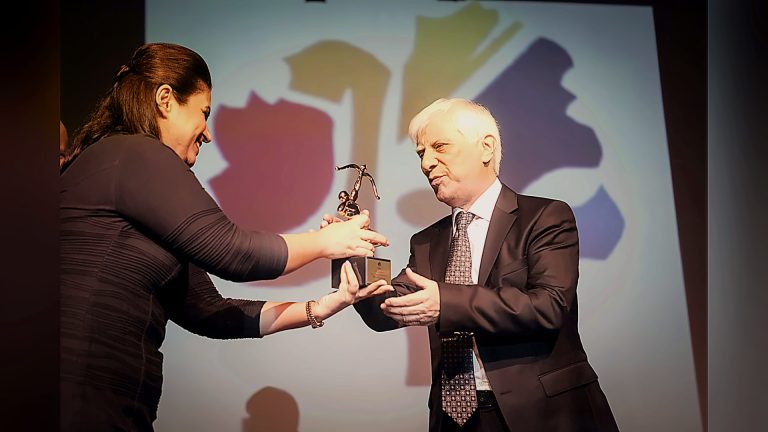 Award presented on stage at the Bahram Beyzaie tribute, Tirgan 2017